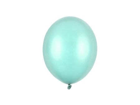 Balony Strong Metallic 12", Mint Green, Metaliczne Miętowe 30cm, 10 szt., zestaw - PartyDeco zdjęcie 2