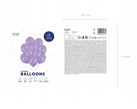 Balony lateksowe Strong, 12" Fioletowy, Pastelowe fioletowe 30cm, 10szt. - PartyDeco zdjęcie 3