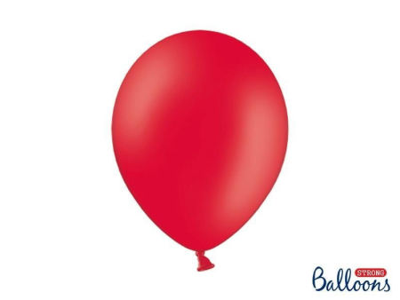 Balony Strong, 12" Pastelowe Czerwone, 30cm, 10 szt. Czerwony, Pastel Poppy Red - PartyDeco zdjęcie 3