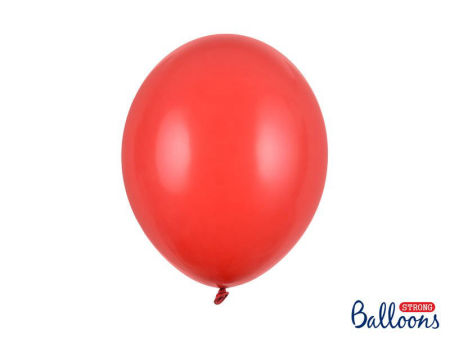 Balony Strong, 12" Pastelowe Czerwone, 30cm, 10 szt. Czerwony, Pastel Poppy Red - PartyDeco zdjęcie 2