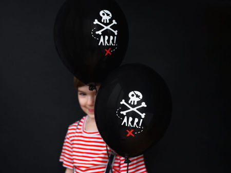 Balony 30cm, Piraci, Pastel Black: 1op./6szt., Halloween - PartyDeco zdjęcie 2