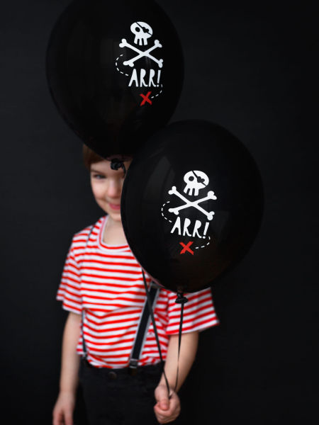 Balony 30cm, Piraci, Pastel Black: 1op./6szt., Halloween - PartyDeco zdjęcie 3