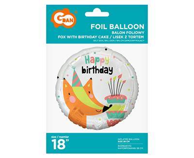 Balon foliowy Happy Birthday Rudy lis, lisek, 45 cm, 18" - Godan S.A. zdjęcie 2