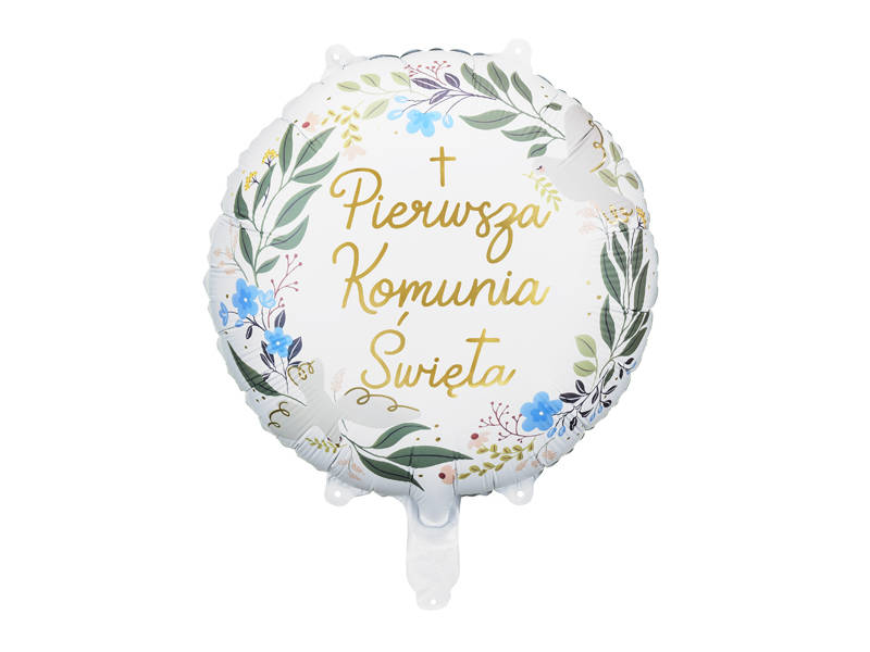 Balon foliowy ''Pierwsza Komunia Święta'', gałązki 45 cm, 18" - PartyDeco zdjęcie 1