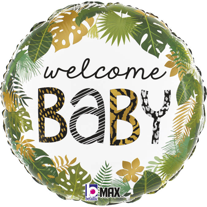 Balon Foliowy 18" Welcome Baby, dżungla Safari, 46cm, baby shower - Grabo zdjęcie 1