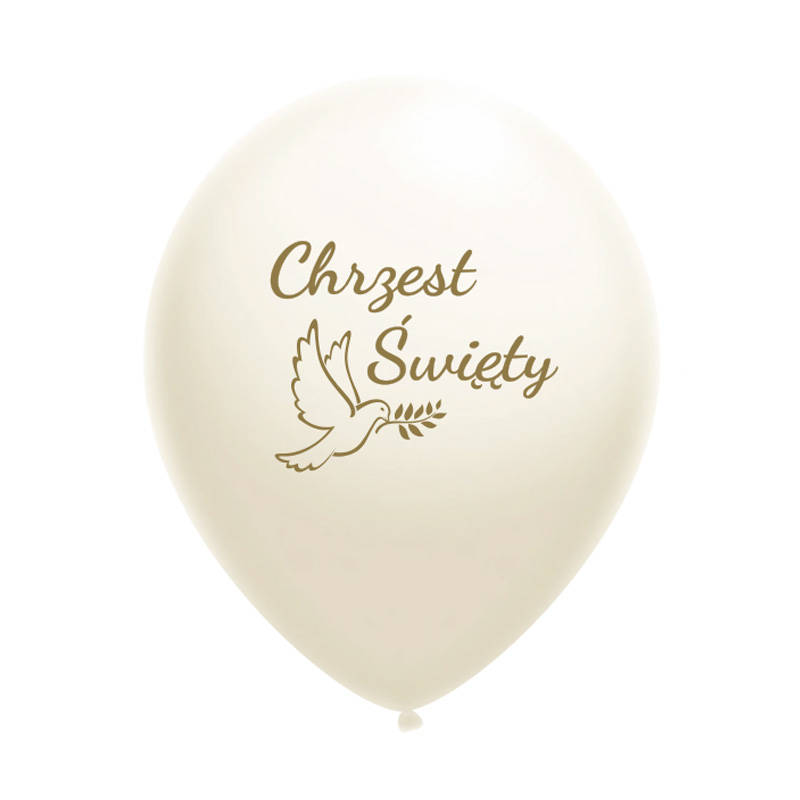 Balony lateksowe Chrzest Święty, białe, złoty nadruk 10 szt., 12", 30cm - Flowballoons zdjęcie 2