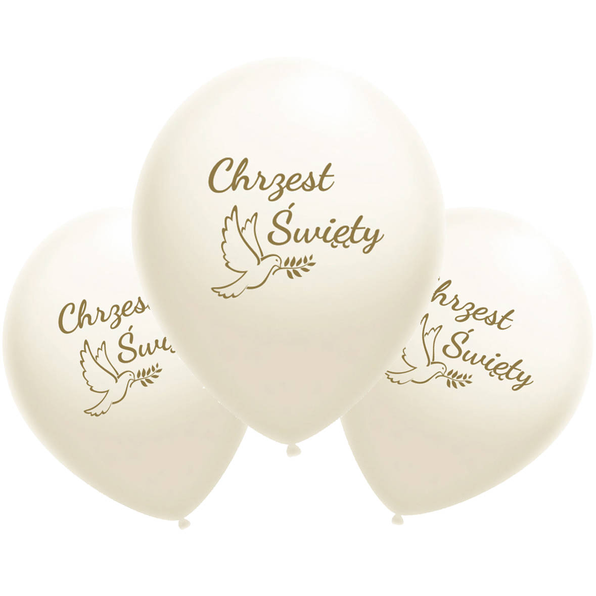 Balony lateksowe Chrzest Święty, białe, złoty nadruk 10 szt., 12", 30cm - Flowballoons zdjęcie 1