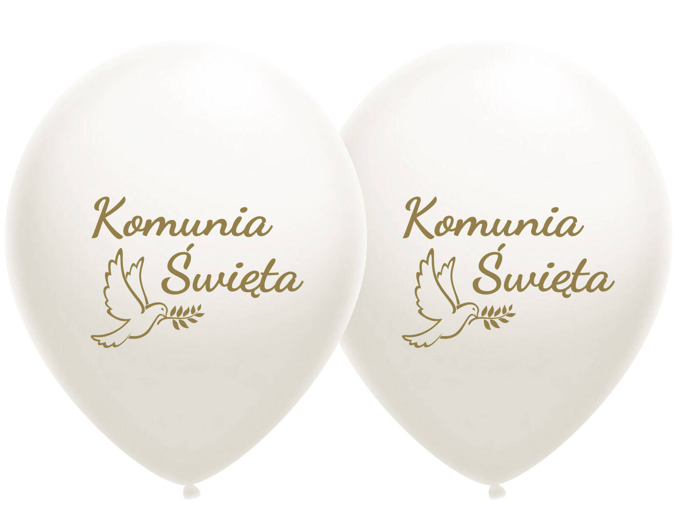 Balony lateksowe, Pierwsza Komunia Święta, złoty nadruk, gołąb, 30cm, 10 szt., 12" - Flowballoons zdjęcie 2