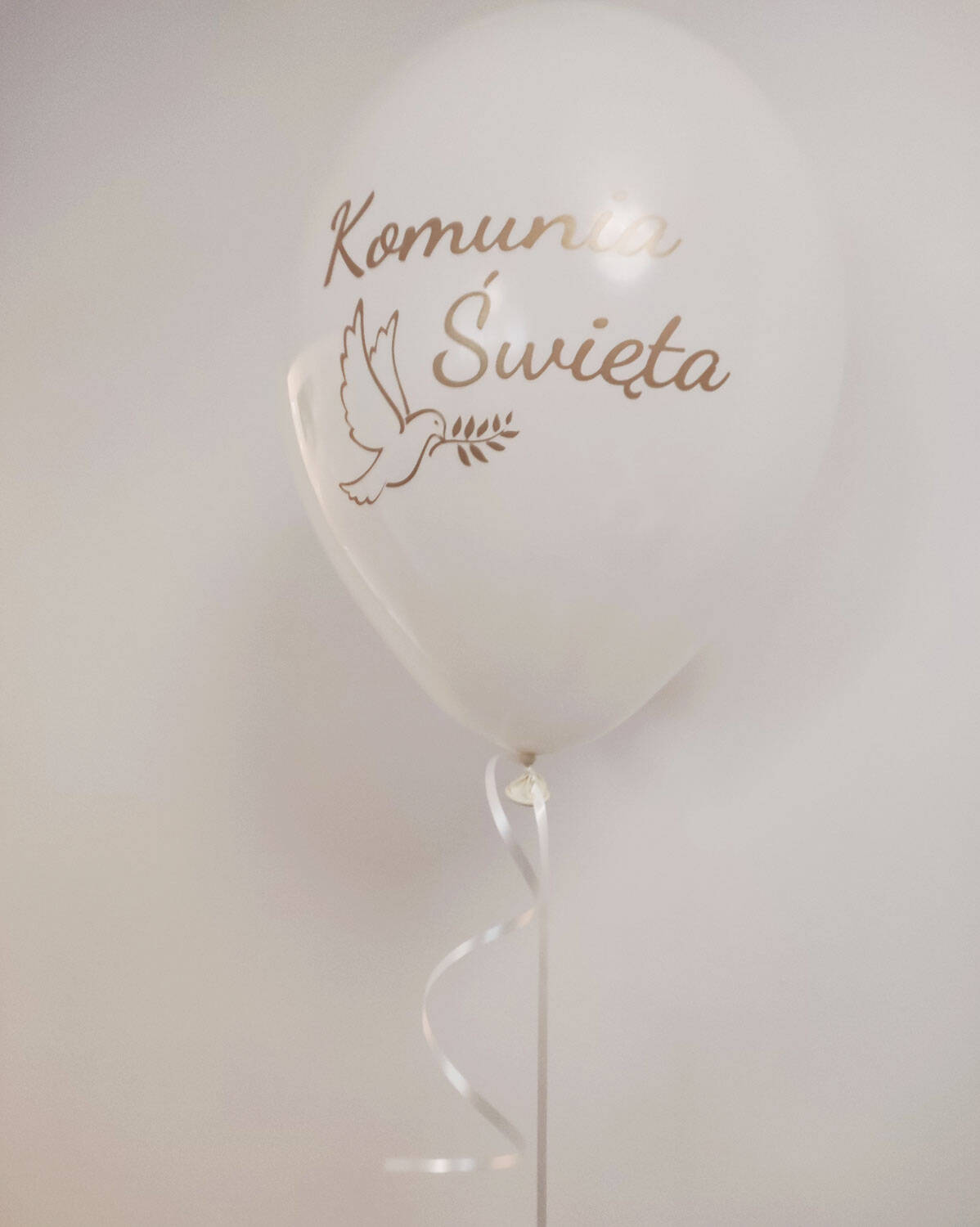 Balony lateksowe, Pierwsza Komunia Święta, złoty nadruk, gołąb, 30cm, 10 szt., 12" - Flowballoons zdjęcie 3