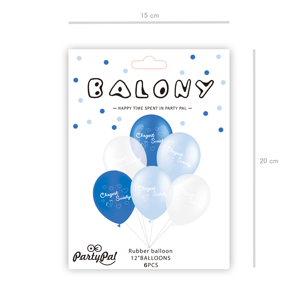 Balony lateksowe 12", Chrzest Święty, Niebieskie, 6 szt - PartyPal zdjęcie 2