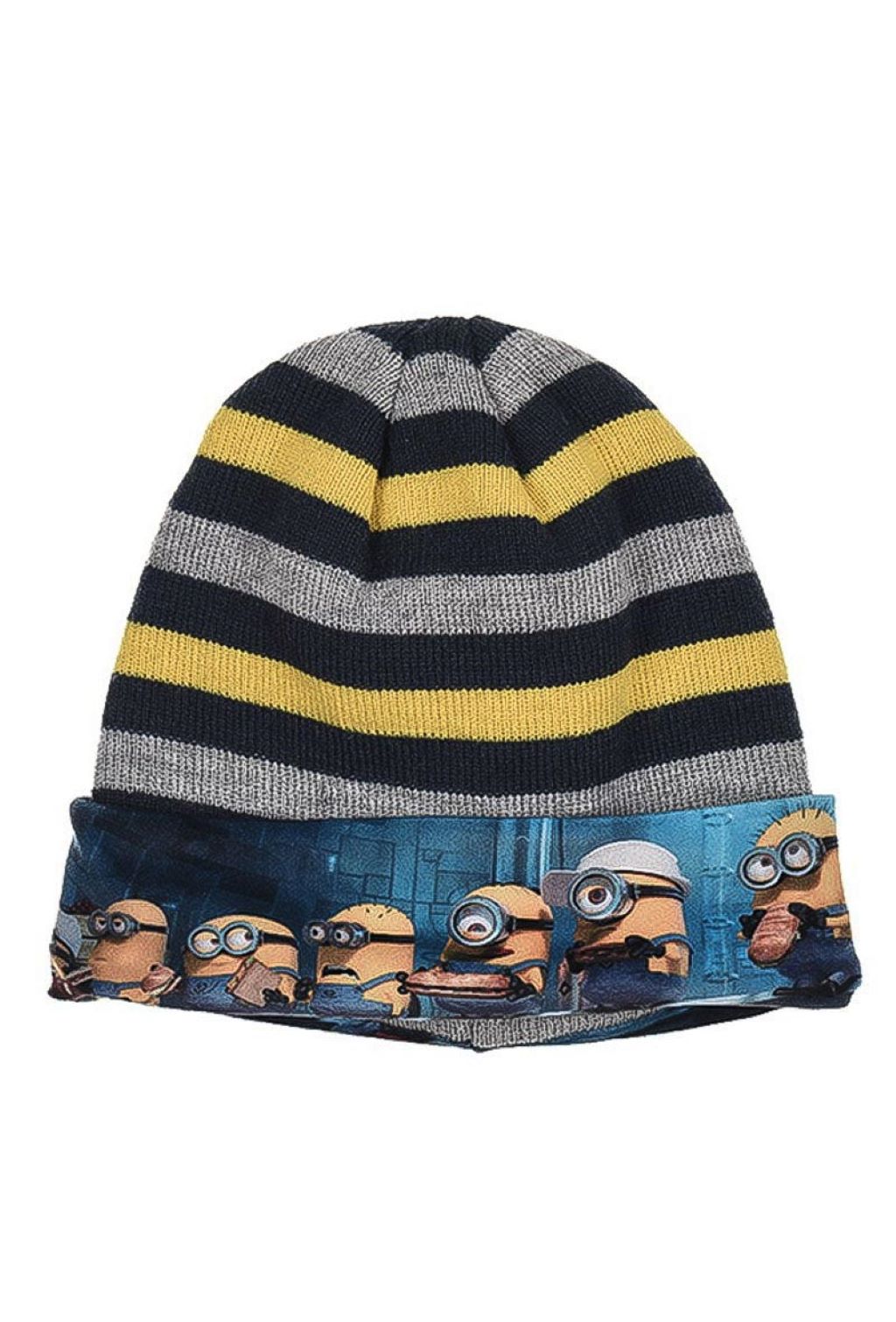 czapka jesień/zima w paski z nadrukiem w Minionki - MINIONS zdjęcie 1