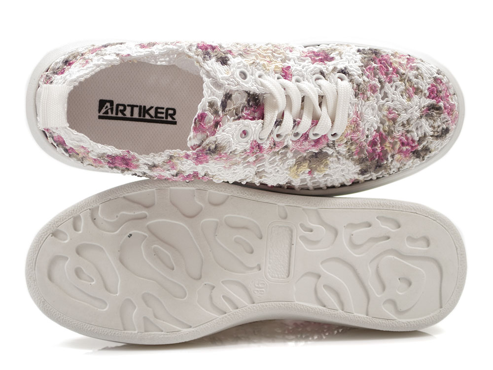 Białe koronkowe półbuty sneakersy Artiker 52C2479 - Artiker zdjęcie 2