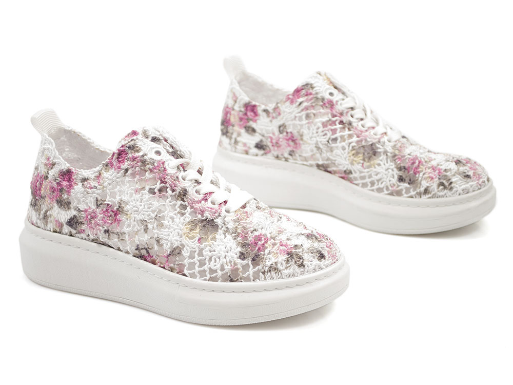 Białe koronkowe półbuty sneakersy Artiker 52C2479 - Artiker zdjęcie 4