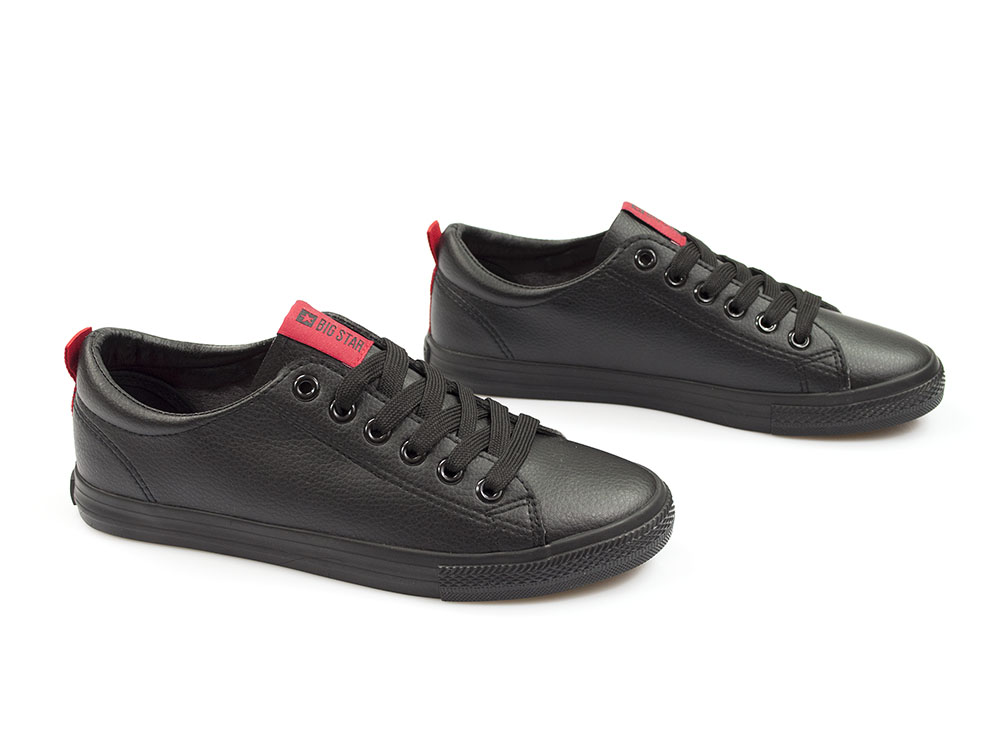 Czarne trampki damskie z miękkiej ekoskóry Big Star DD274687 - Big Star zdjęcie 2