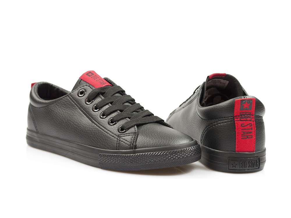 Czarne trampki damskie z miękkiej ekoskóry Big Star DD274687 - Big Star zdjęcie 3