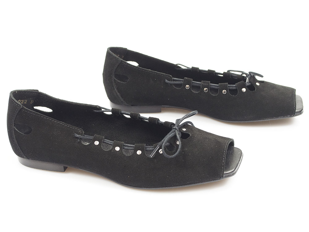 Czarne baleriny peep toe Lemar 40223 - Lemar zdjęcie 2