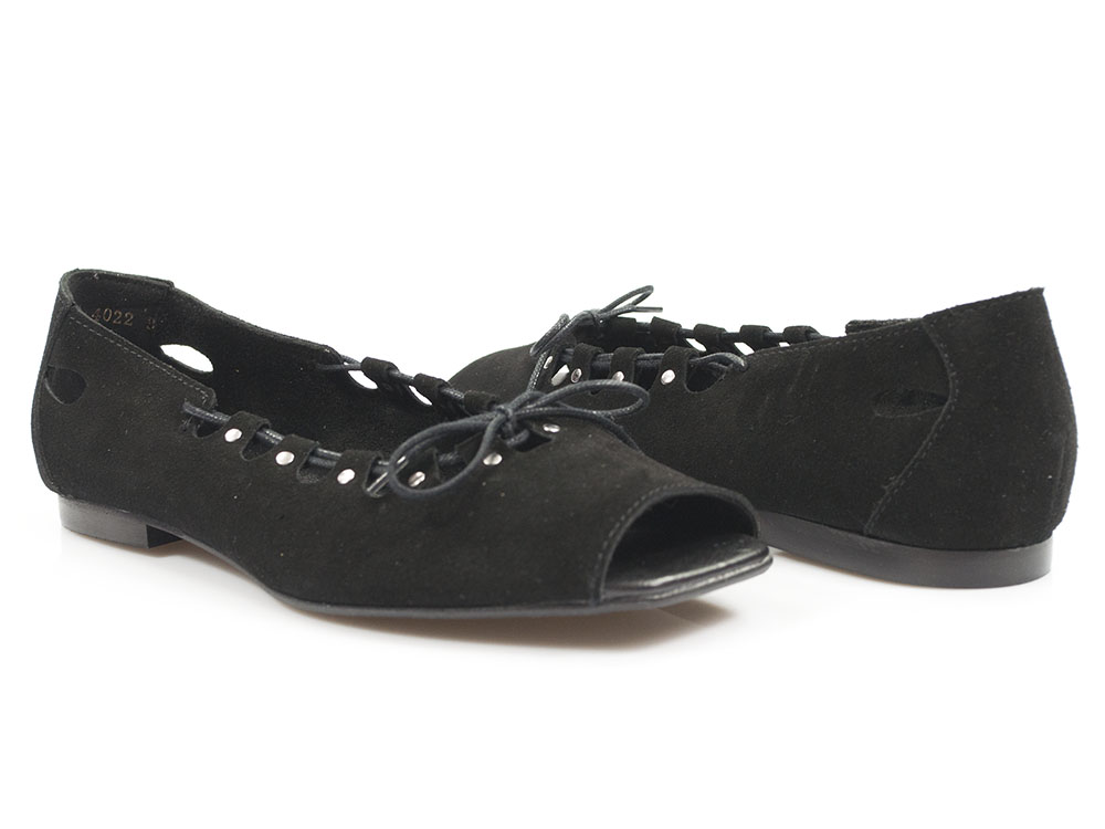 Czarne baleriny peep toe Lemar 40223 - Lemar zdjęcie 3