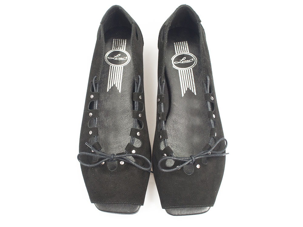 Czarne baleriny peep toe Lemar 40223 - Lemar zdjęcie 4