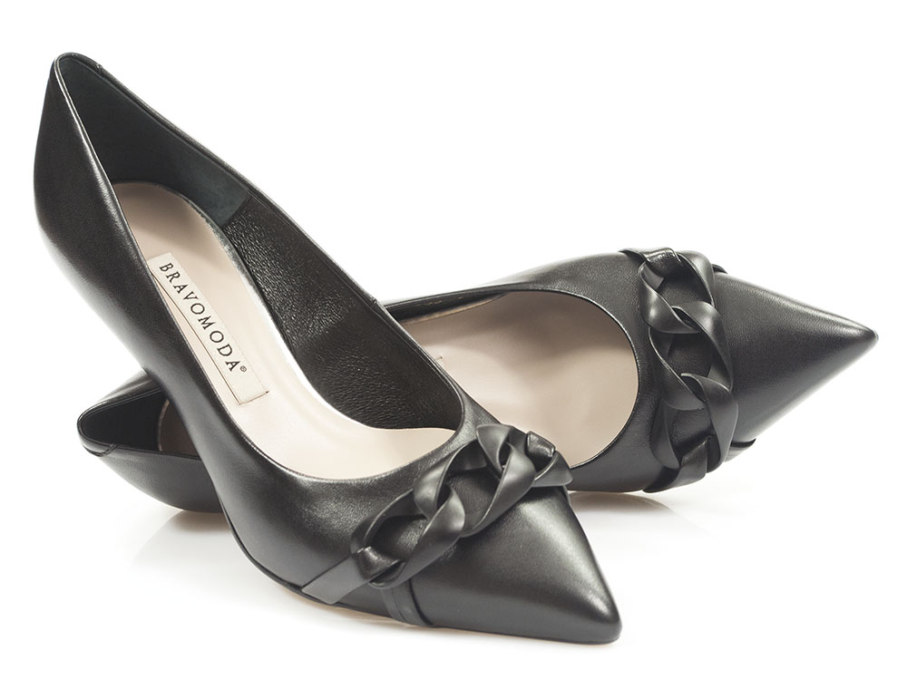 Czarne czółenka szpilki Bravo Moda 0055 BK - Bravo Moda zdjęcie 3