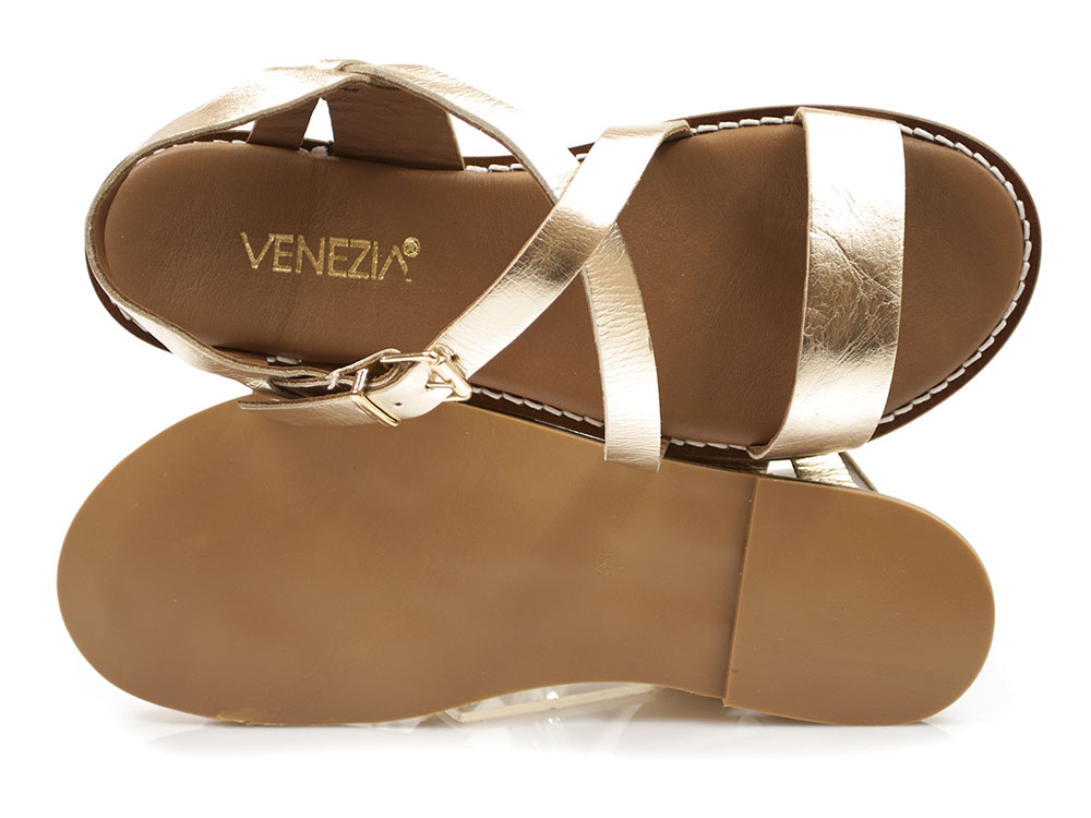 Złote sandały rzymianki Venezia MRZ10903 - Venezia zdjęcie 3