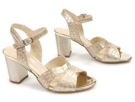 Złote eleganckie sandały na obcasie Gamis 5070 - Gamis zdjęcie 2