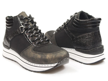 Czarne botki sneakersy Rieker N6942-90 - Rieker zdjęcie 3