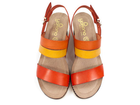 Pomarańczowe sandały koturny Yokono MOTRIL-028 - Yokono zdjęcie 4