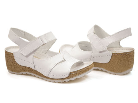 Białe sandały na koturnie Lemar 50086 - Lemar zdjęcie 3