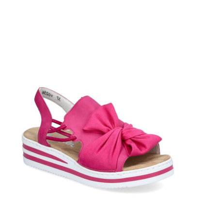 Różowe sandały damskie na platformie Rieker V0256-31 - Rieker zdjęcie 1