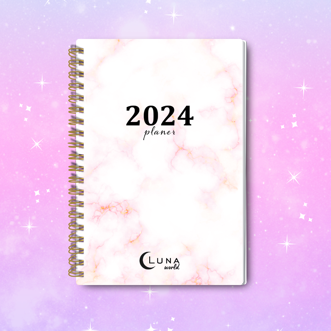 Planner/Kalendarz 2024 spirala - MARMUR RÓŻ - Luna World zdjęcie 1