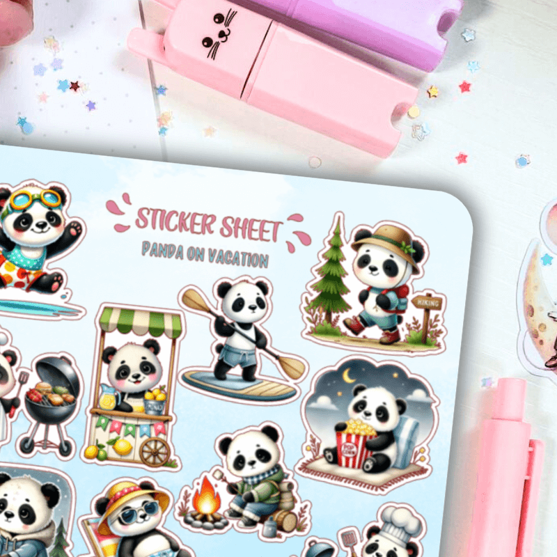 Naklejki Bullet Journal PANDA NA WAKACJACH zdjęcie 2