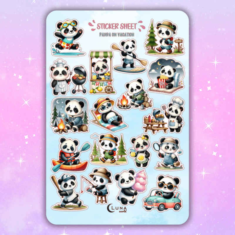 Naklejki Bullet Journal PANDA NA WAKACJACH zdjęcie 1