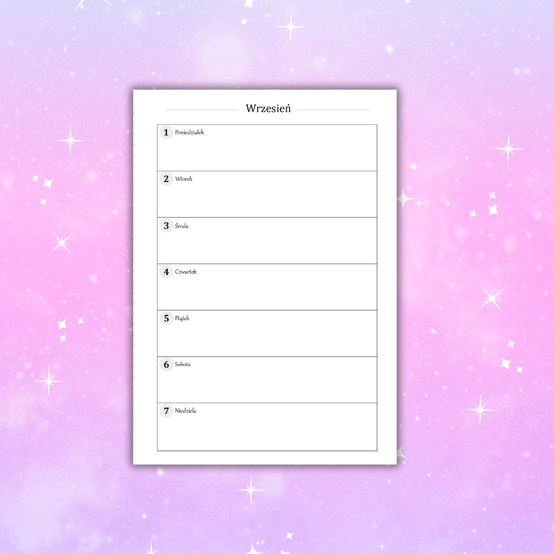 Planer tygodniowy - WKŁAD DO ORGANIZERA zdjęcie 3