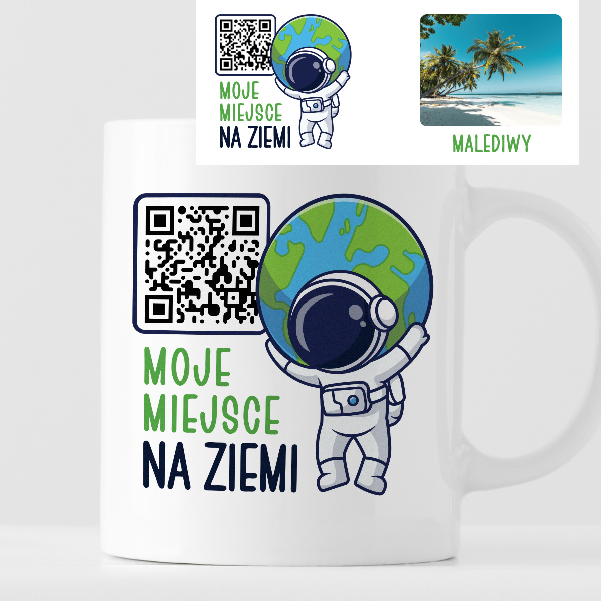 Kubek spersonalizowany - moje miejsce na ziemi - ZDJĘCIE + QR kod zdjęcie 1