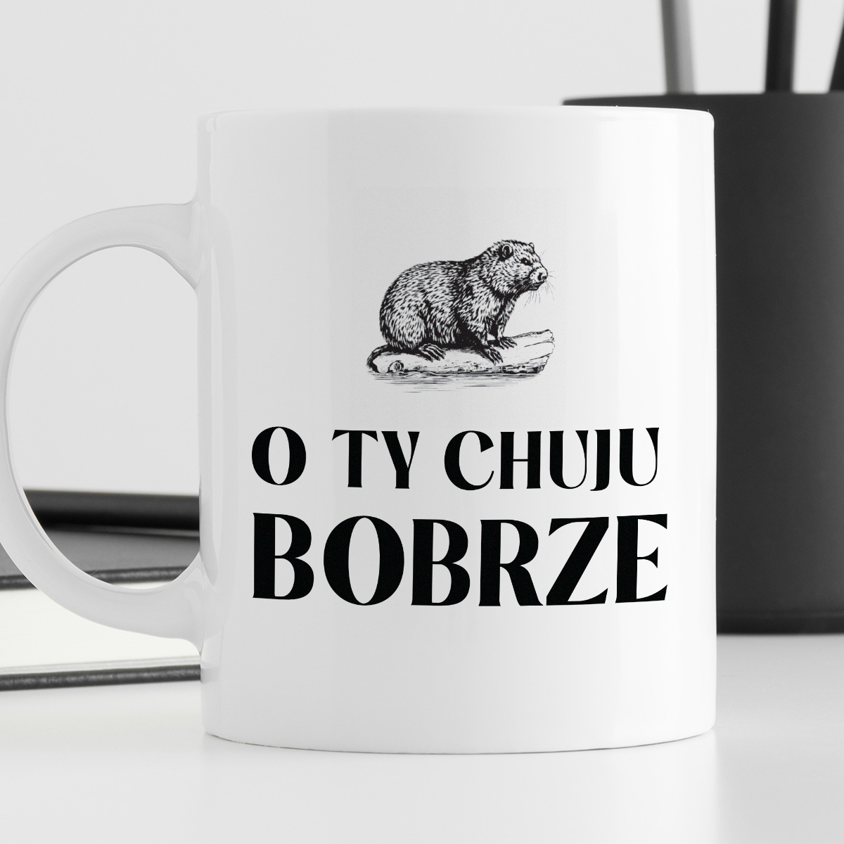 Kubek z nadrukiem "O Ty chuju bobrze" 330 ml zdjęcie 4