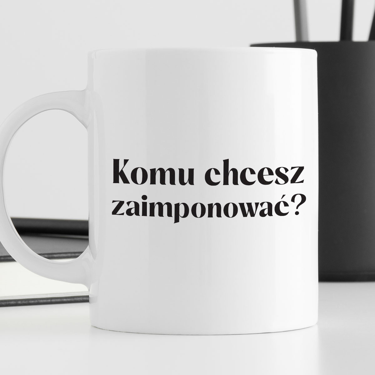 Kubek z nadrukiem "Komu chcesz zaimponować?" zdjęcie 4