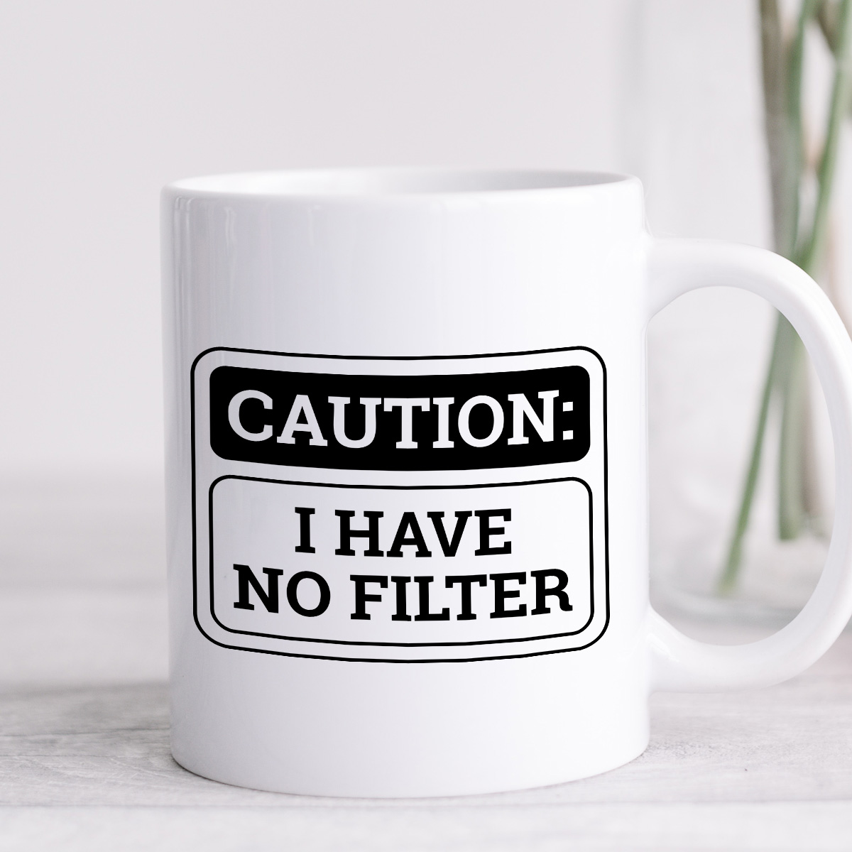 Kubek z nadrukiem "Caution: I have no filter" zdjęcie 4