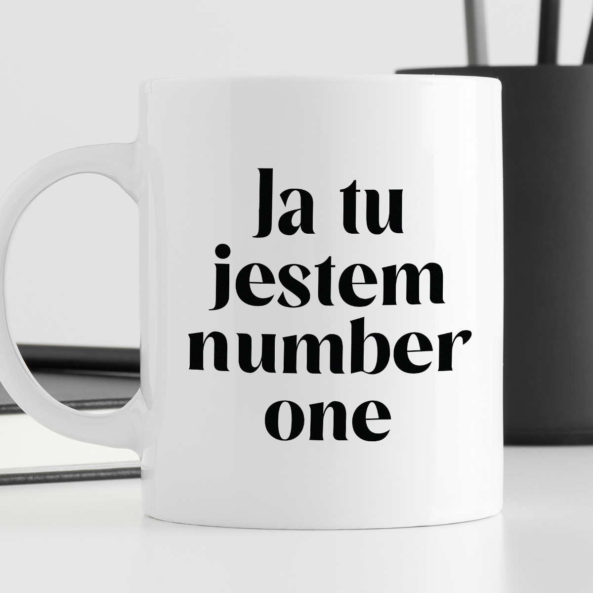 Kubek z nadrukiem "Ja tu jestem number one" 330 ml zdjęcie 4