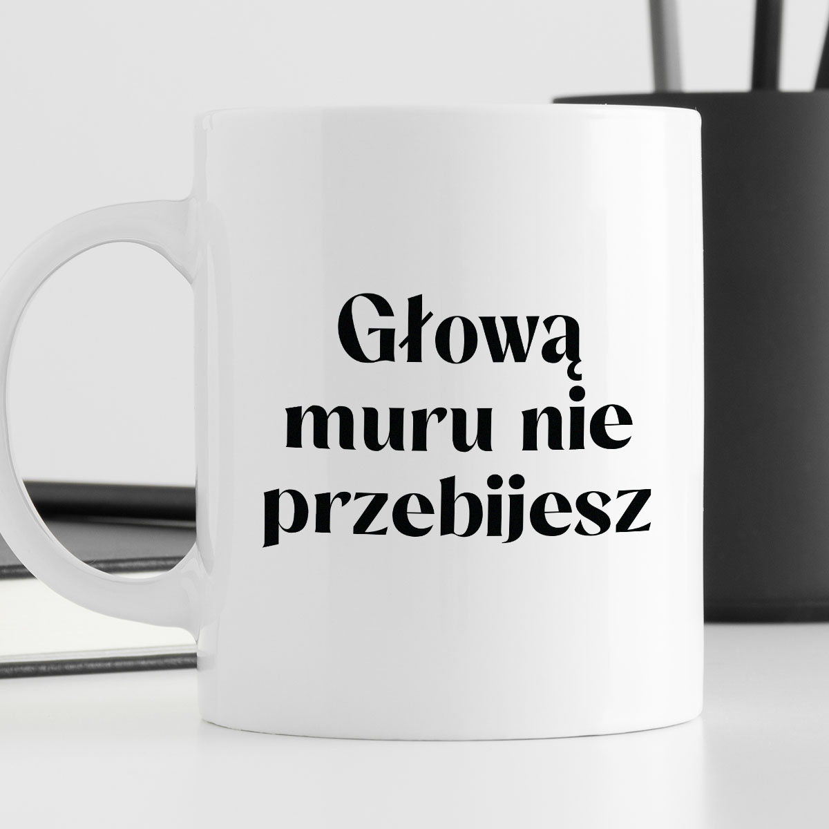 Kubek z nadrukiem "Głową muru nie przebijesz" 330 ml zdjęcie 4