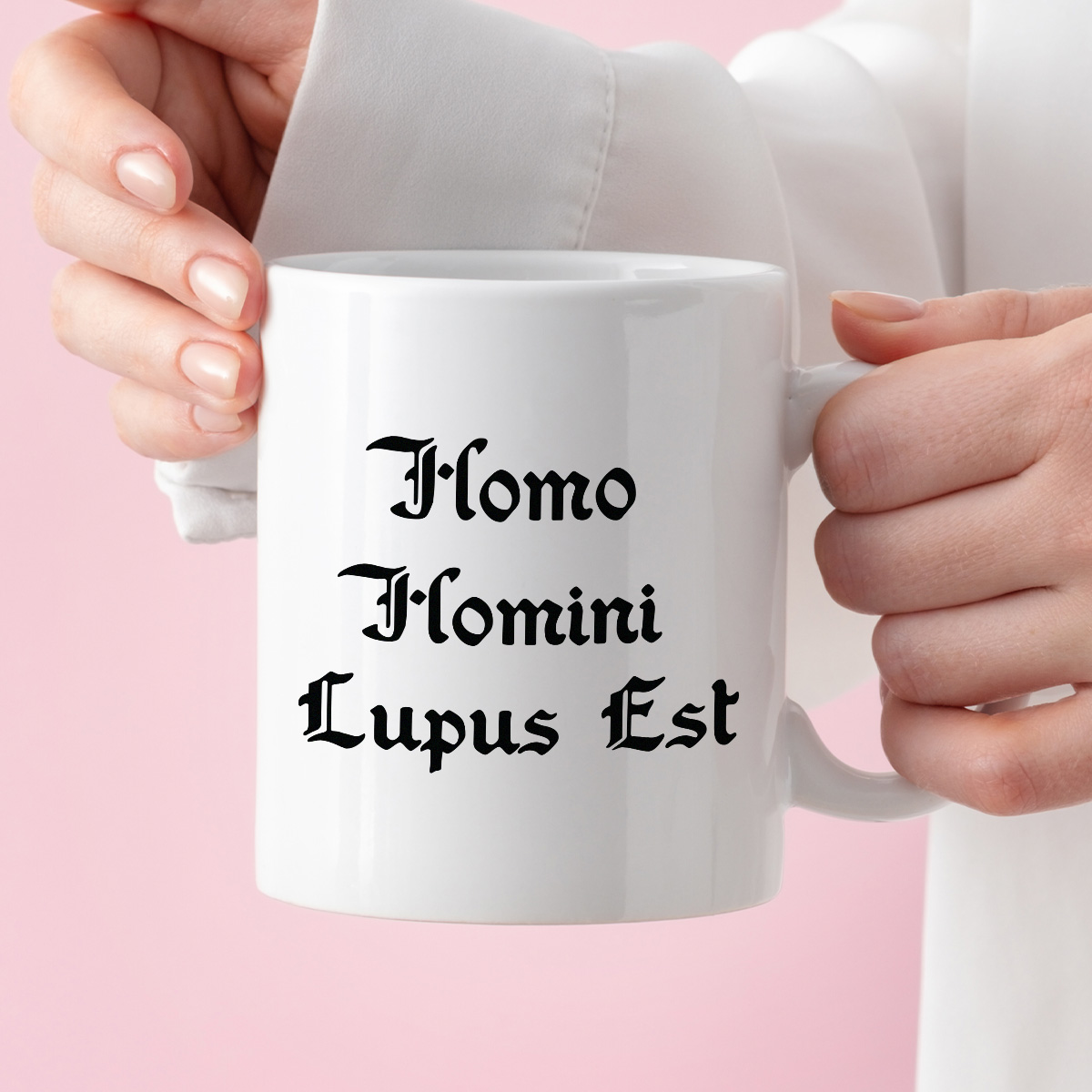 Kubek z nadrukiem "Homo Homini Lupus Est" 1670/20 zdjęcie 3