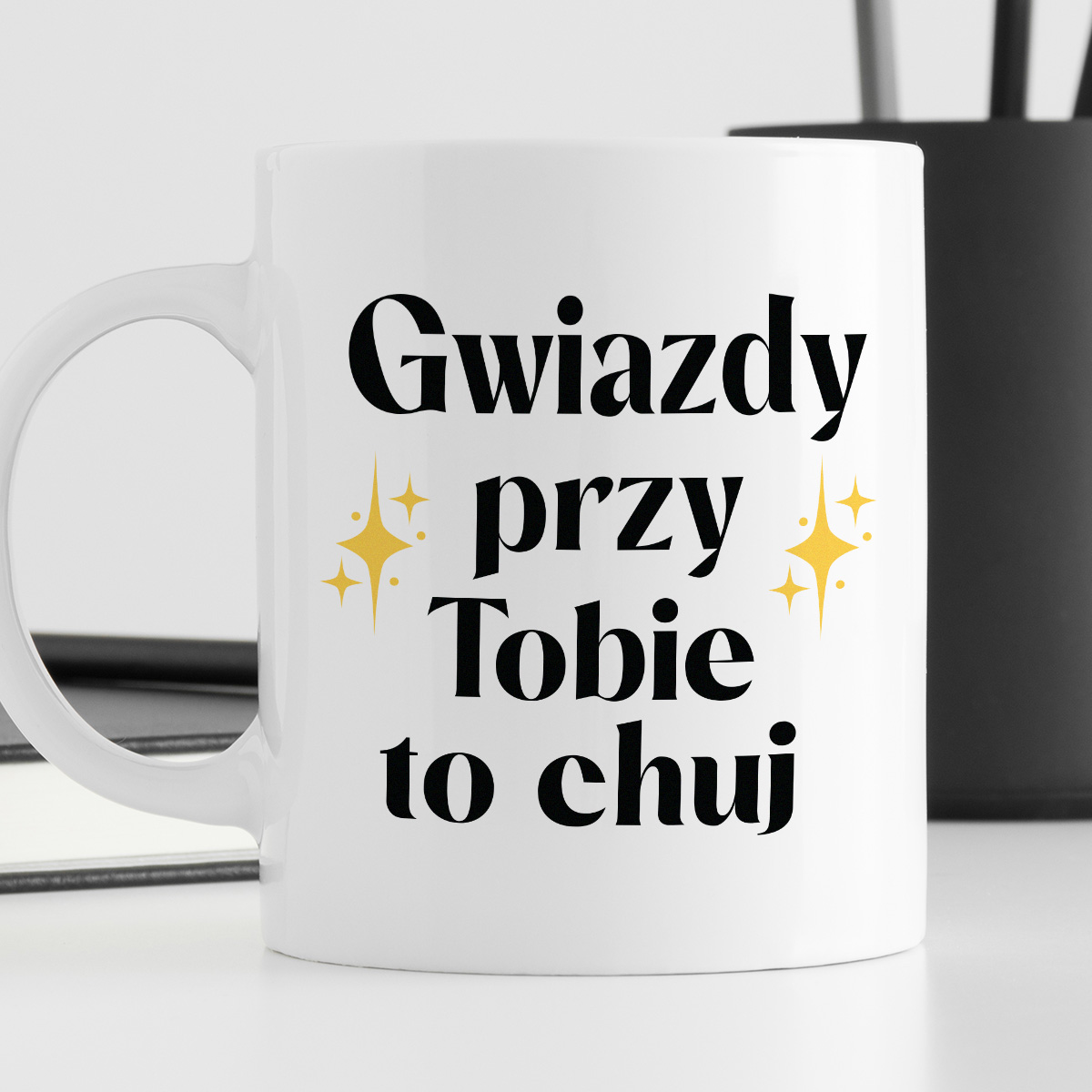 Kubek z nadrukiem "Gwiazdy przy Tobie to chuj" zdjęcie 4