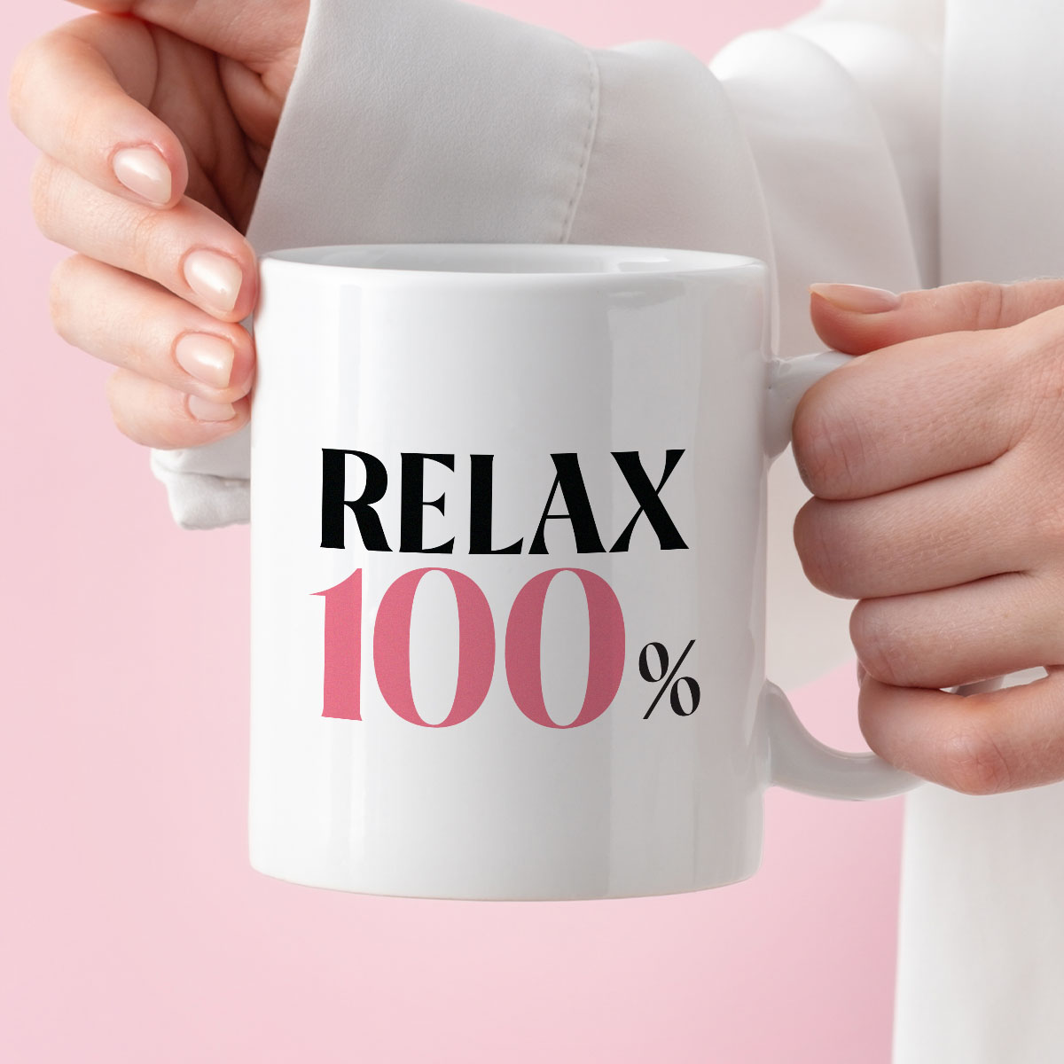 Kubek z nadrukiem "RELAX 100%" zdjęcie 3