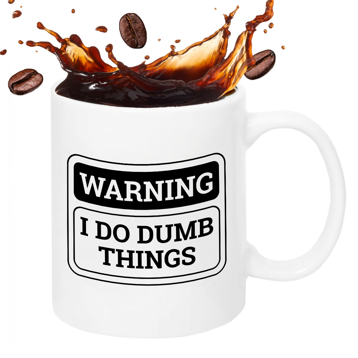 Kubek z nadrukiem "Warning! I do dumb things" zdjęcie 2