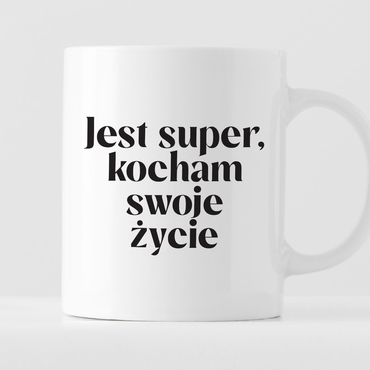 Kubek z nadrukiem "Jest super, kocham swoje życie" 330 ml zdjęcie 1