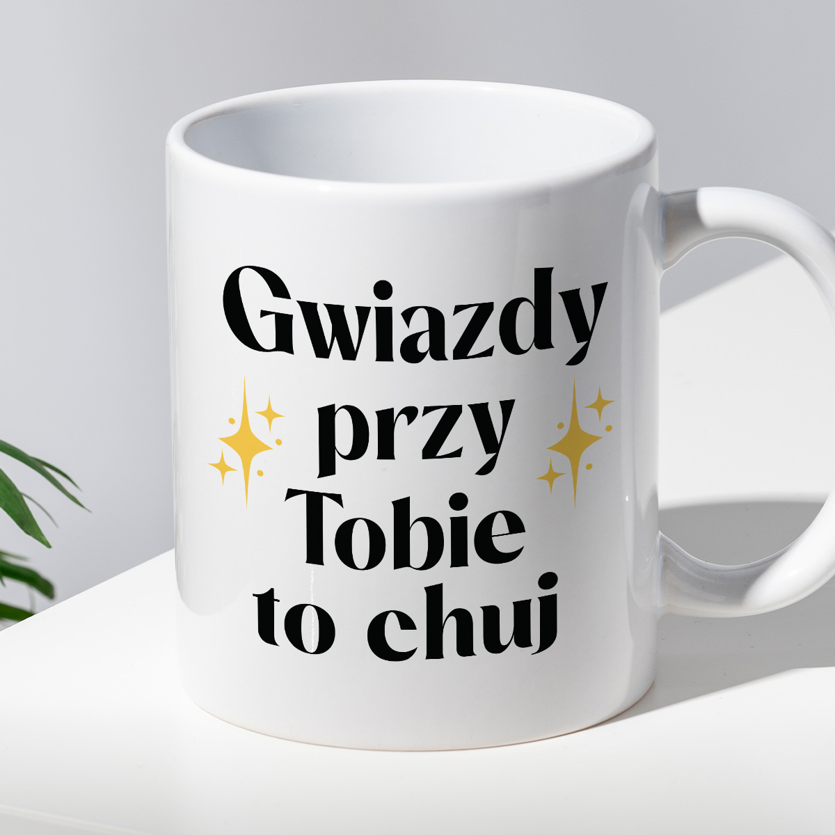 Kubek z nadrukiem "Gwiazdy przy Tobie to chuj" zdjęcie 2