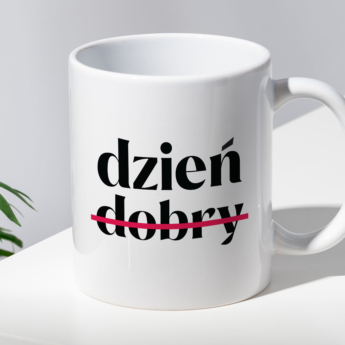 Kubek z nadrukiem "dzień (nie)dobry" zdjęcie 2