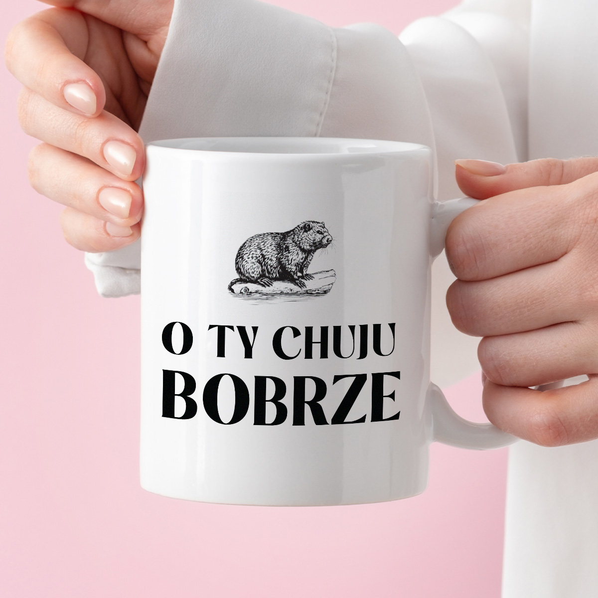 Kubek z nadrukiem "O Ty chuju bobrze" 330 ml zdjęcie 3