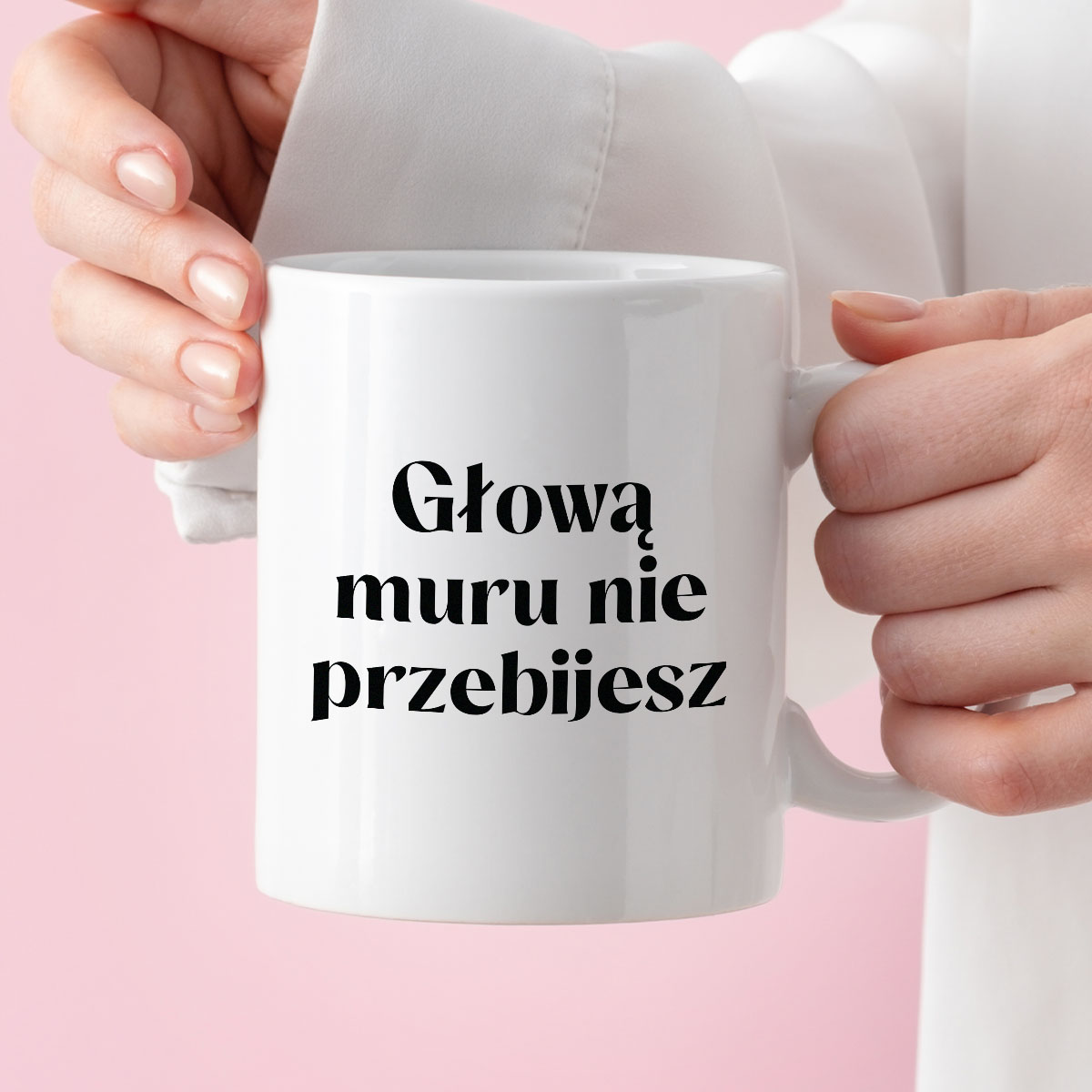 Kubek z nadrukiem "Głową muru nie przebijesz" 330 ml zdjęcie 3