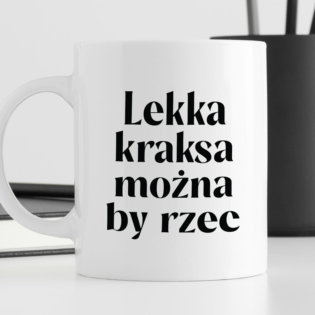 Kubek z nadrukiem "Lekka kraksa można by rzec" 330 ml zdjęcie 4