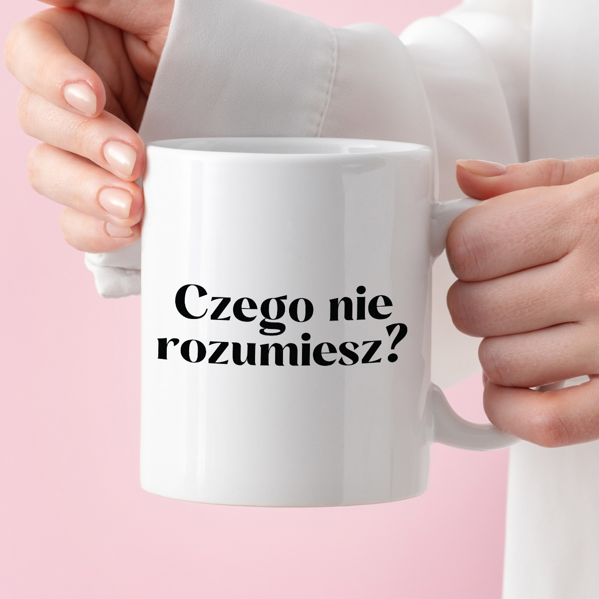 Kubek z nadrukiem "Czego nie rozumiesz?" zdjęcie 3